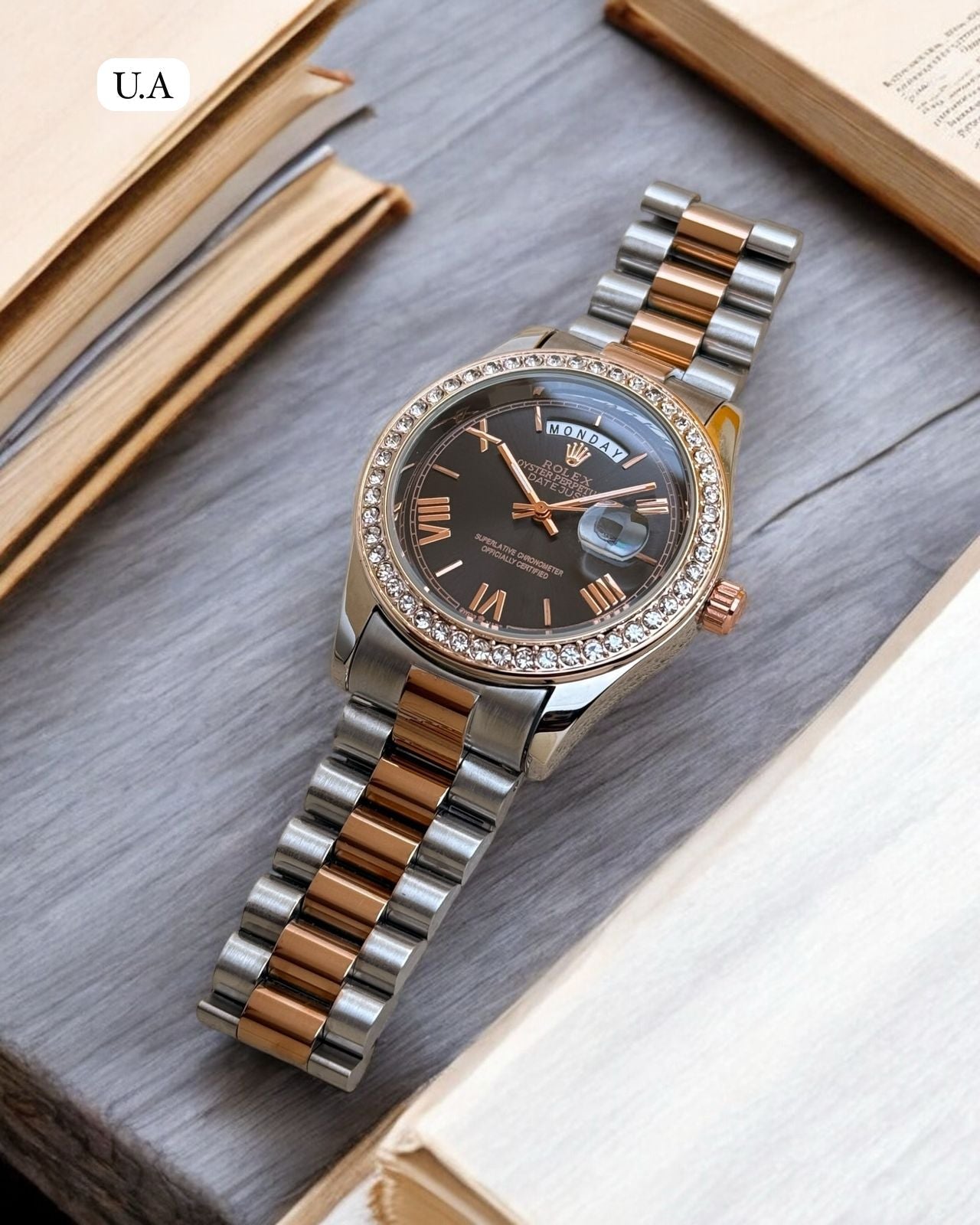 ROLEX DIAMOND BREZEL ROSE GOLD TRENDLUXE