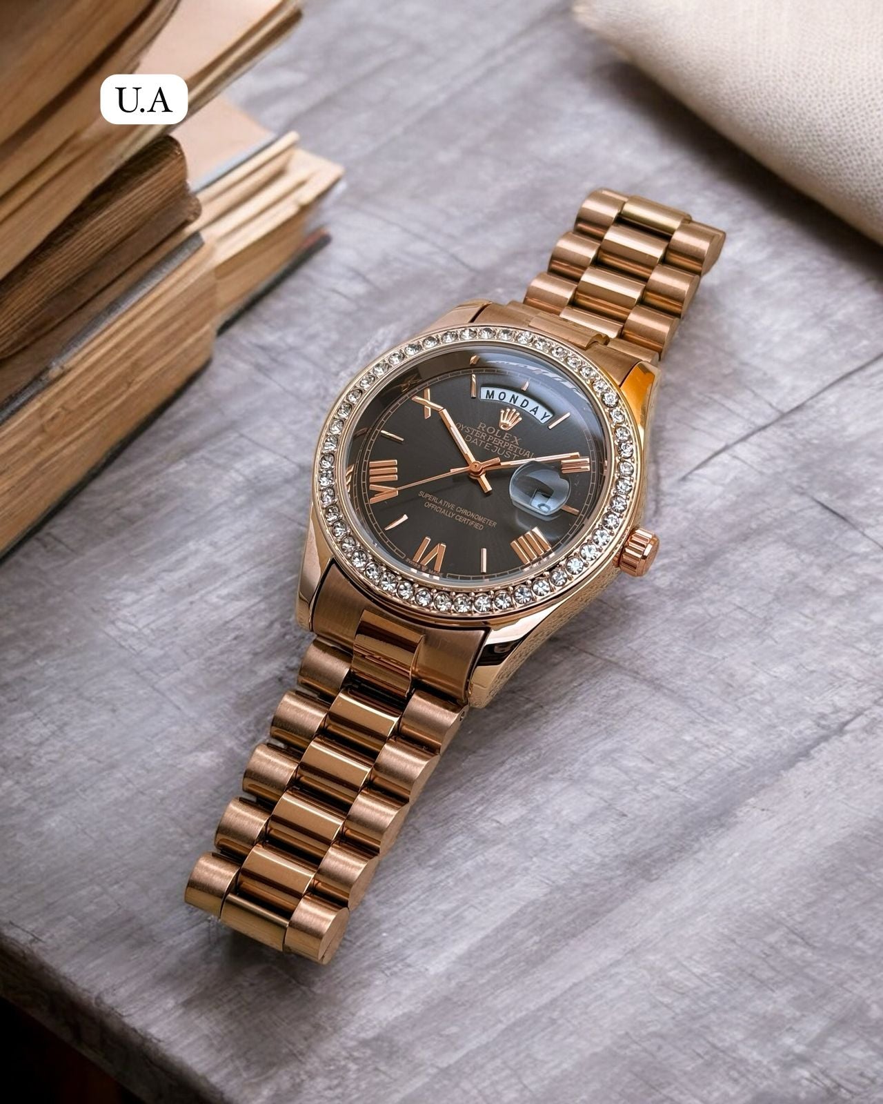 ROLEX DIAMOND BREZEL ROSE GOLD TRENDLUXE